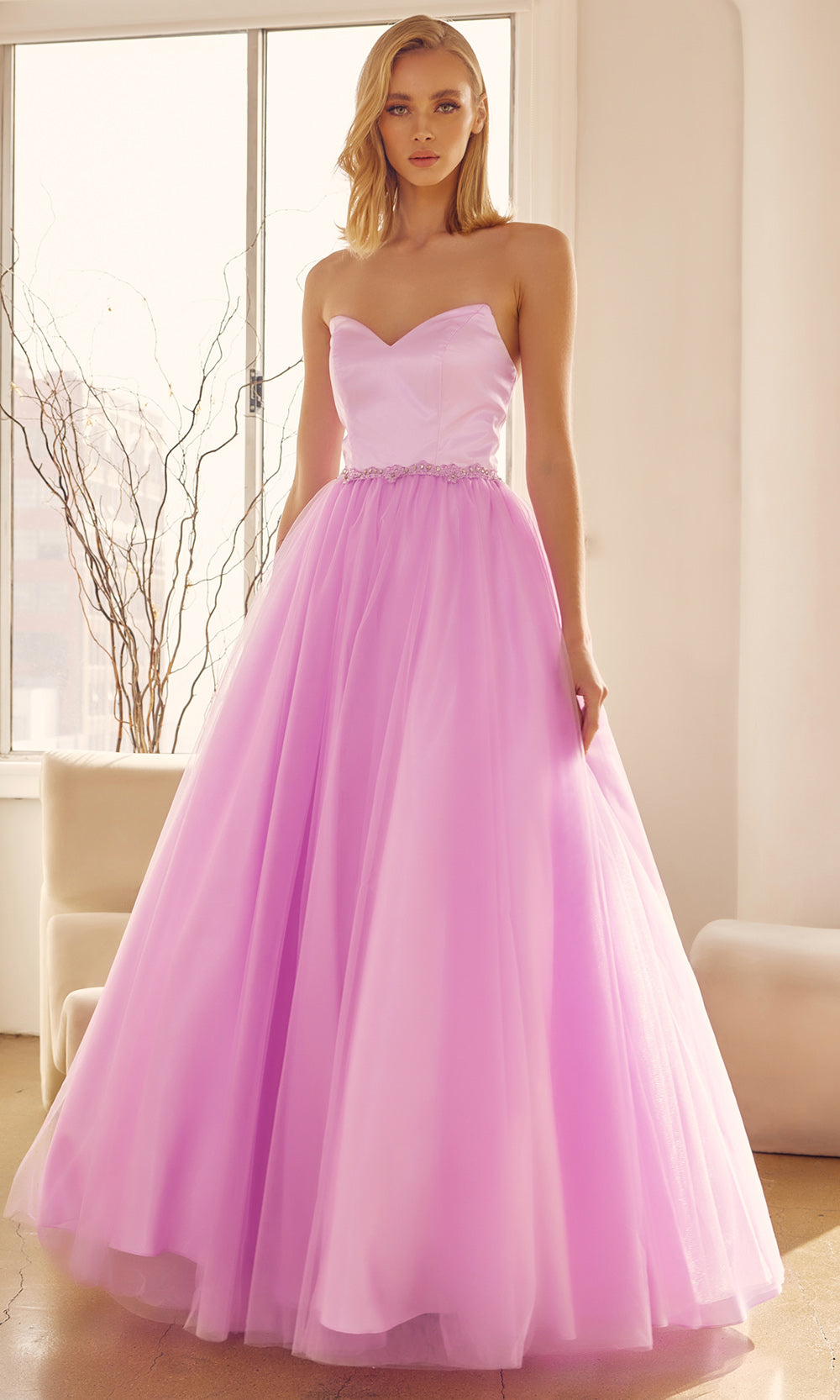 Juliet Dresses 265 - Beaded Waist A-Line Evening Gown Prom Dresses