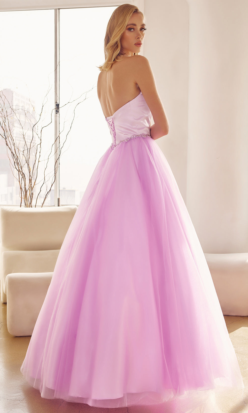 Juliet Dresses 265 - Beaded Waist A-Line Evening Gown Prom Dresses