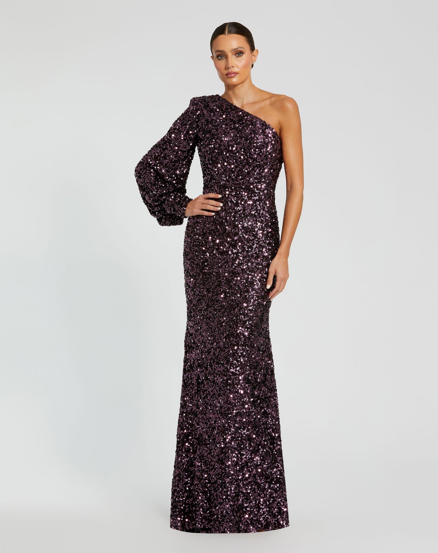 Ieena Duggal 26717 - Asymmetric Neck Evening Dress