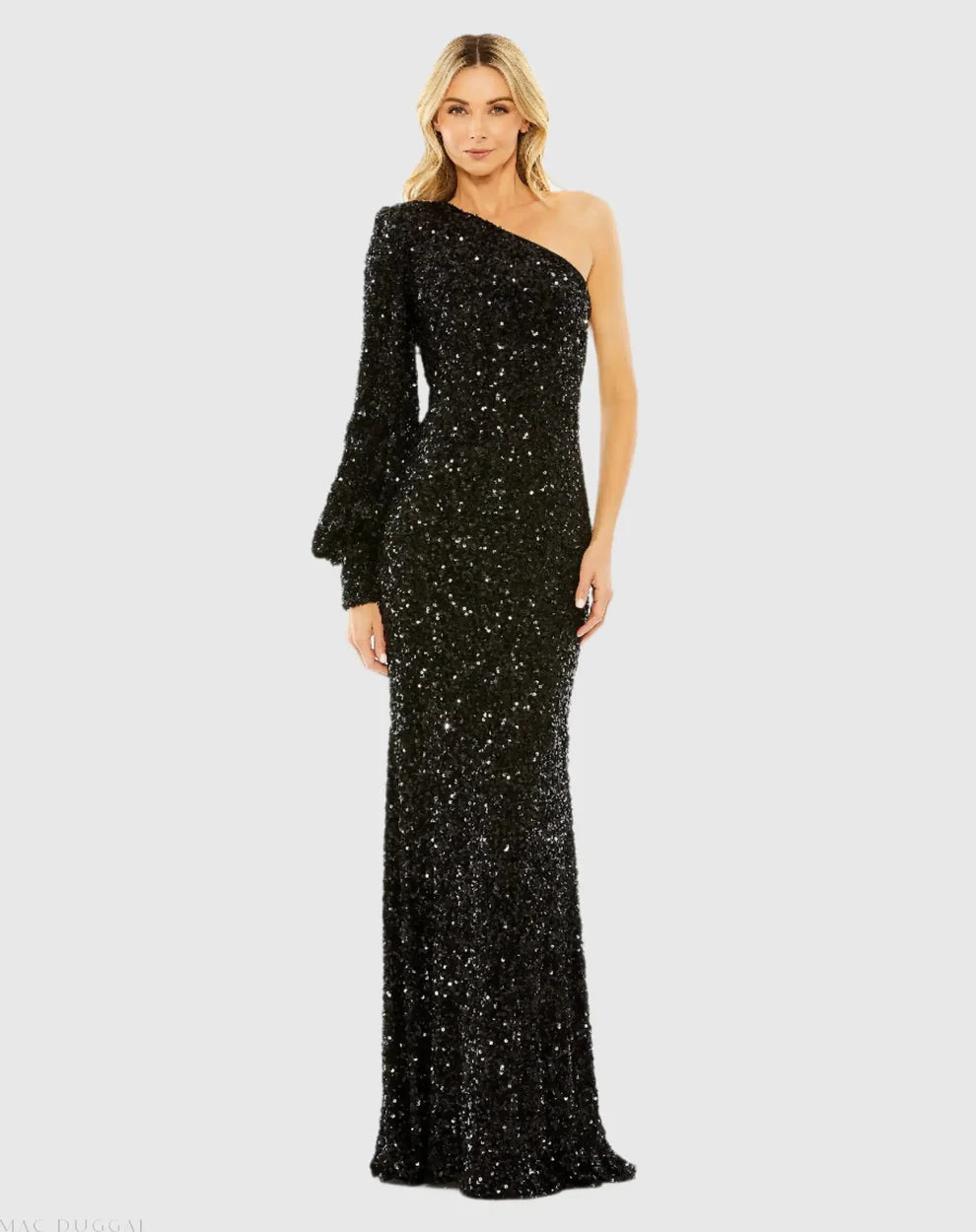 Ieena Duggal 26717 - Asymmetric Neck Evening Dress