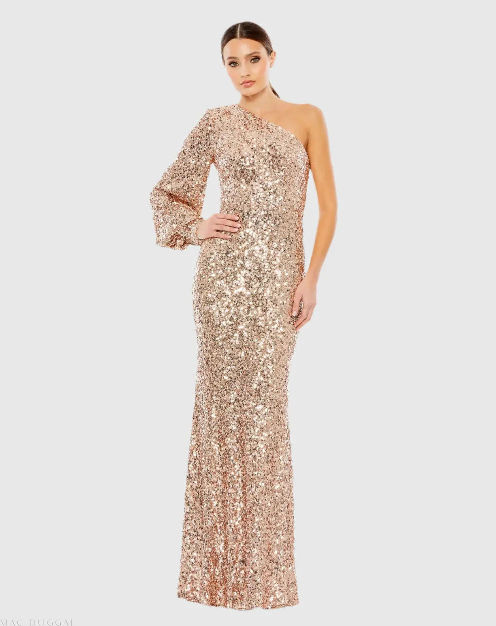 Ieena Duggal 26717 - Asymmetric Neck Evening Dress