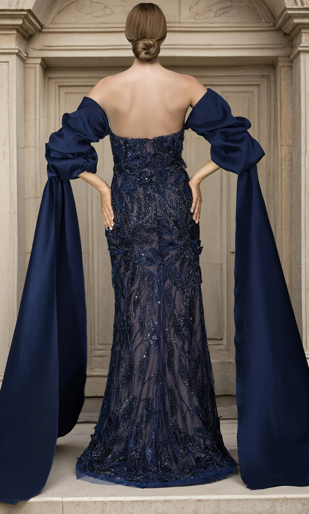Janique 268005 - Detachable Cape Ornate Mermaid Dress Mother of the Bride Dresses