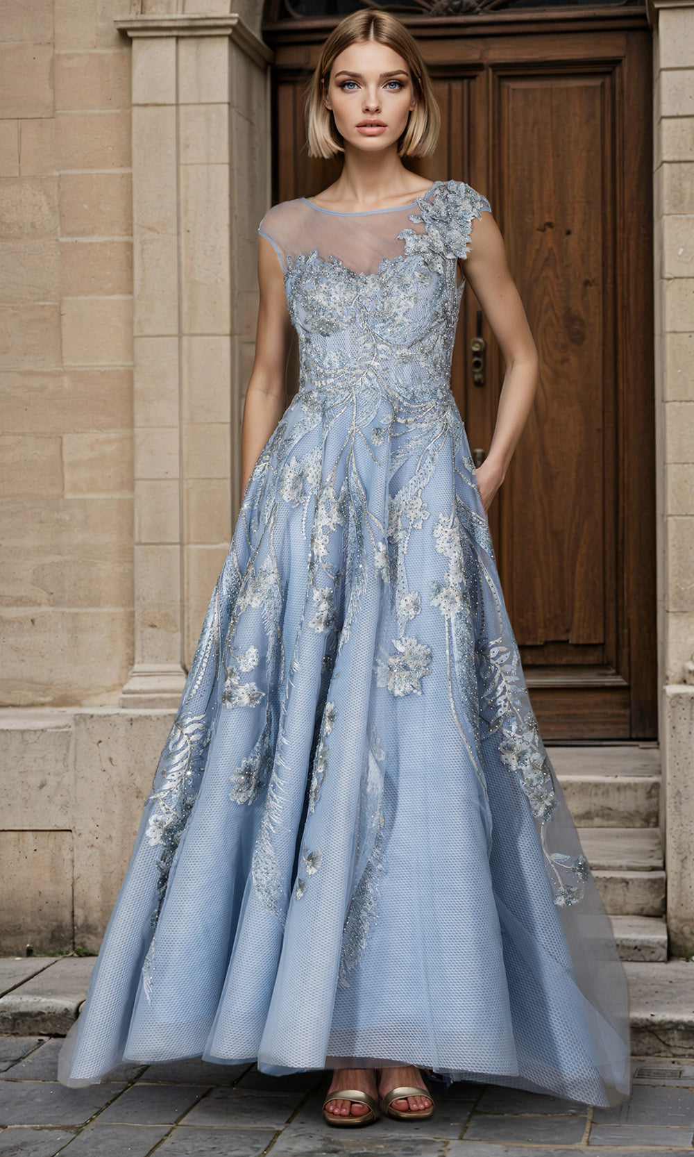 Janique 268006 - Embellished Sheer Sweetheart A?Line Dress Mother of the Bride Dresses
