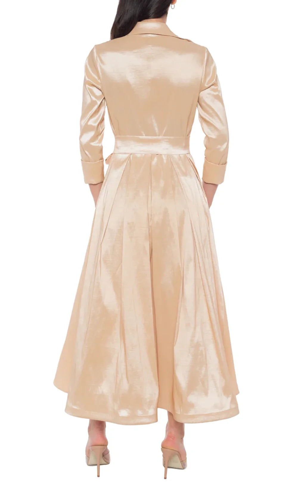 Marina 268350 - Button Front Midi Dress with Tie Belt Wedding Guest