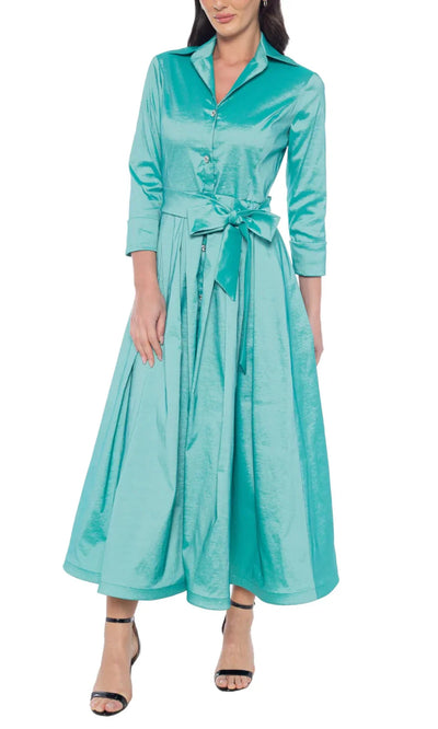 Marina 268350 - Button Front Midi Dress with Tie Belt Wedding Guest