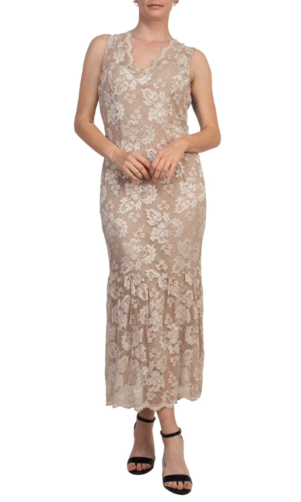 Marina 268669 - Sleeveless Flounce Hem Lace Dress Cocktail Dresses