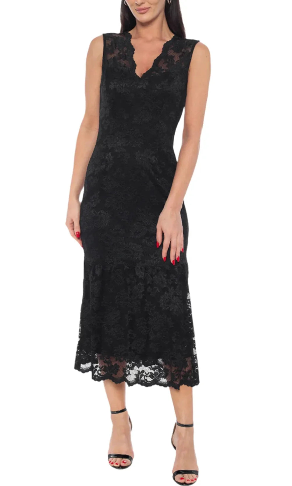 Marina 268669 - Sleeveless Flounce Hem Lace Dress Cocktail Dresses