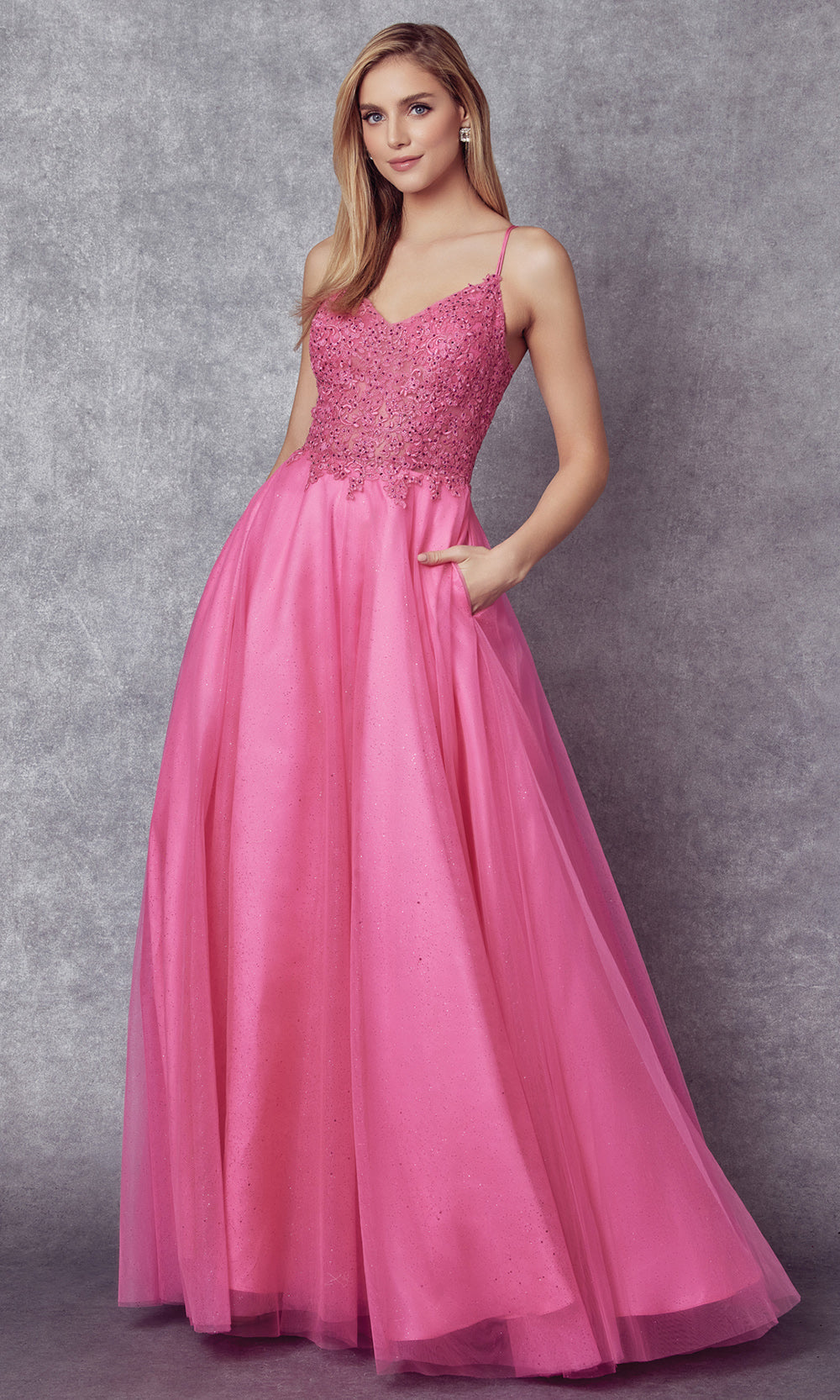 Juliet Dresses 268 - Spaghetti Strap Long A-line Gown Dresses on Sale