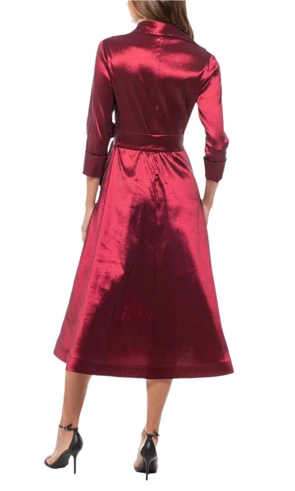 Marina 269032 - Button Front A-Line Dress with Waist Sash Wedding Guest