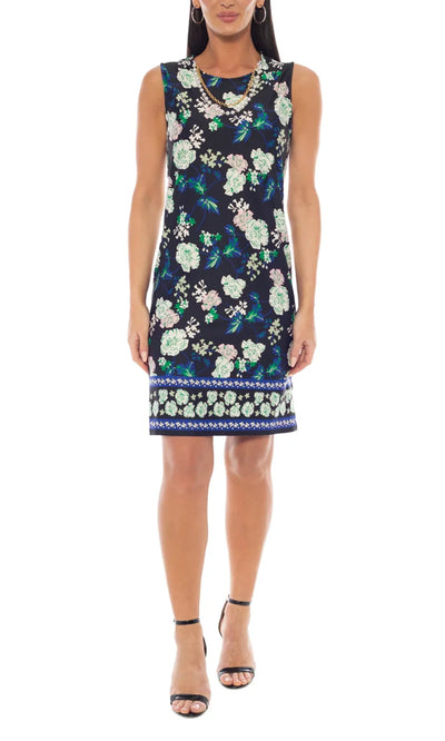 Marina 269171 - Knee-Length Floral Fitted Dress Homecoming Dresses