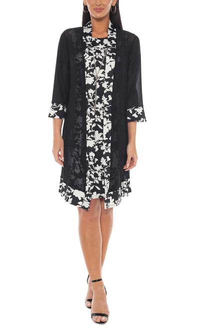 Marina 269188 - Jewel Neckline Floral Dress with Sheer Jacket Homecoming Dresses
