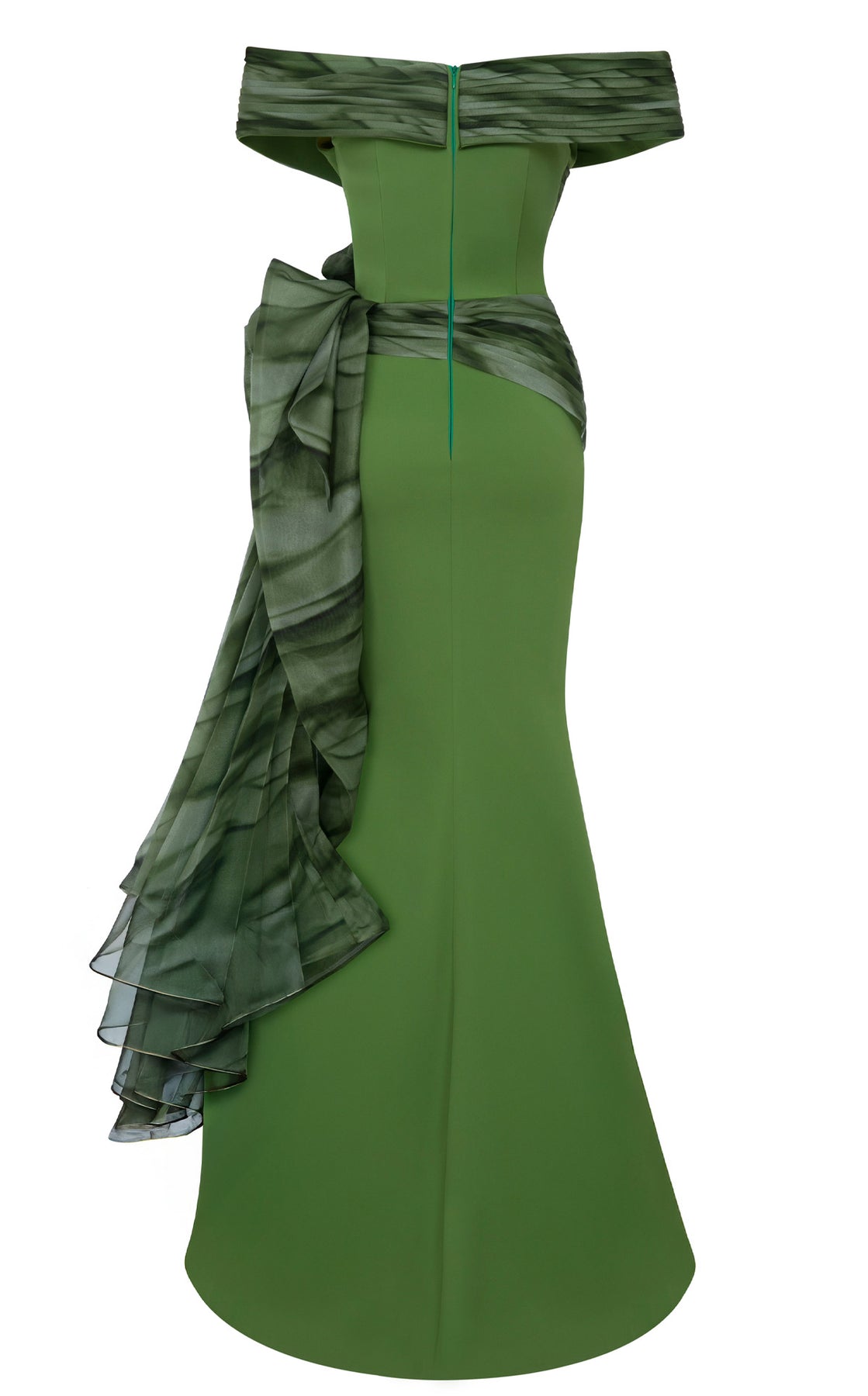 MNM COUTURE 2692A - Floral Print Side Overskirt Evening Gown