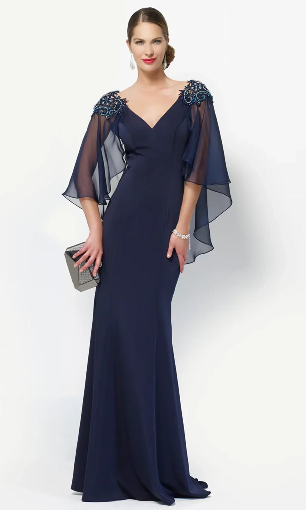 Alyce Paris 27170 - Sheer Capelet Beaded Appliqued Dress