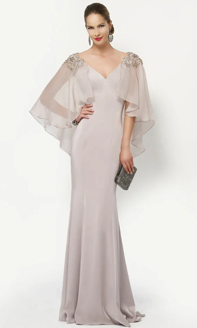 Alyce Paris 27170 - Sheer Capelet Beaded Appliqued Dress