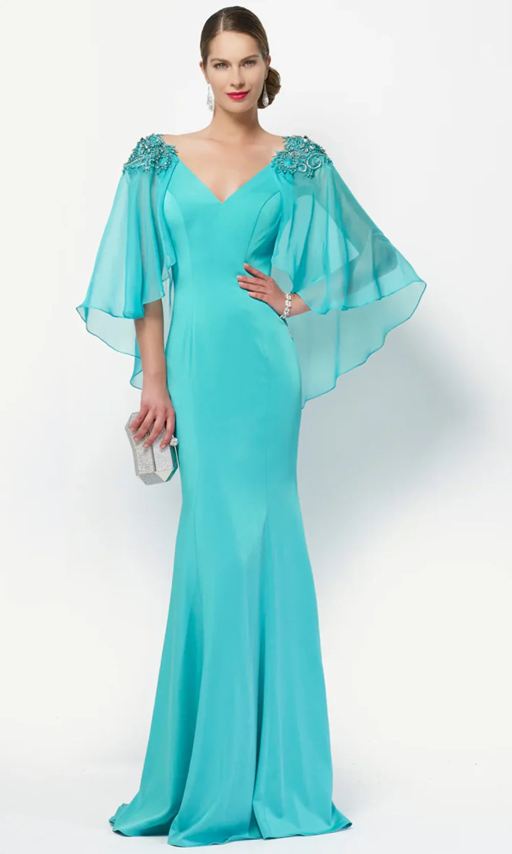 Alyce Paris 27170 - Sheer Capelet Beaded Appliqued Dress