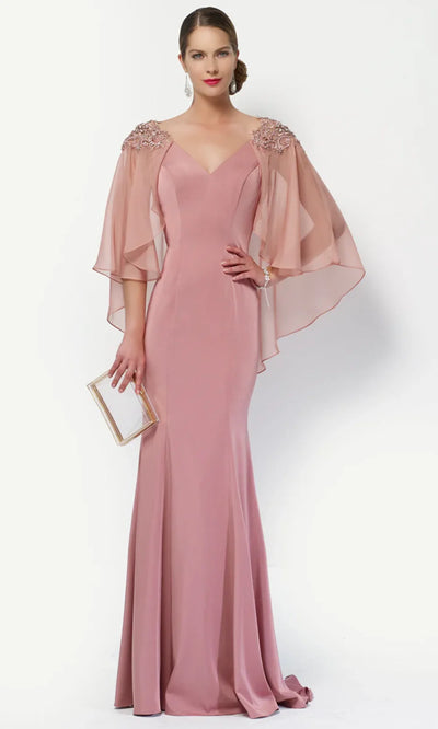 Alyce Paris 27170 - Sheer Capelet Beaded Appliqued Dress