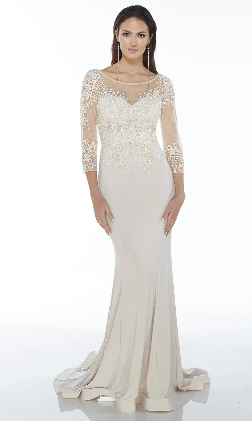 Alyce Paris 27257 - Sheer Neckline Embellished Long Gown Mother of the Bride Dresses