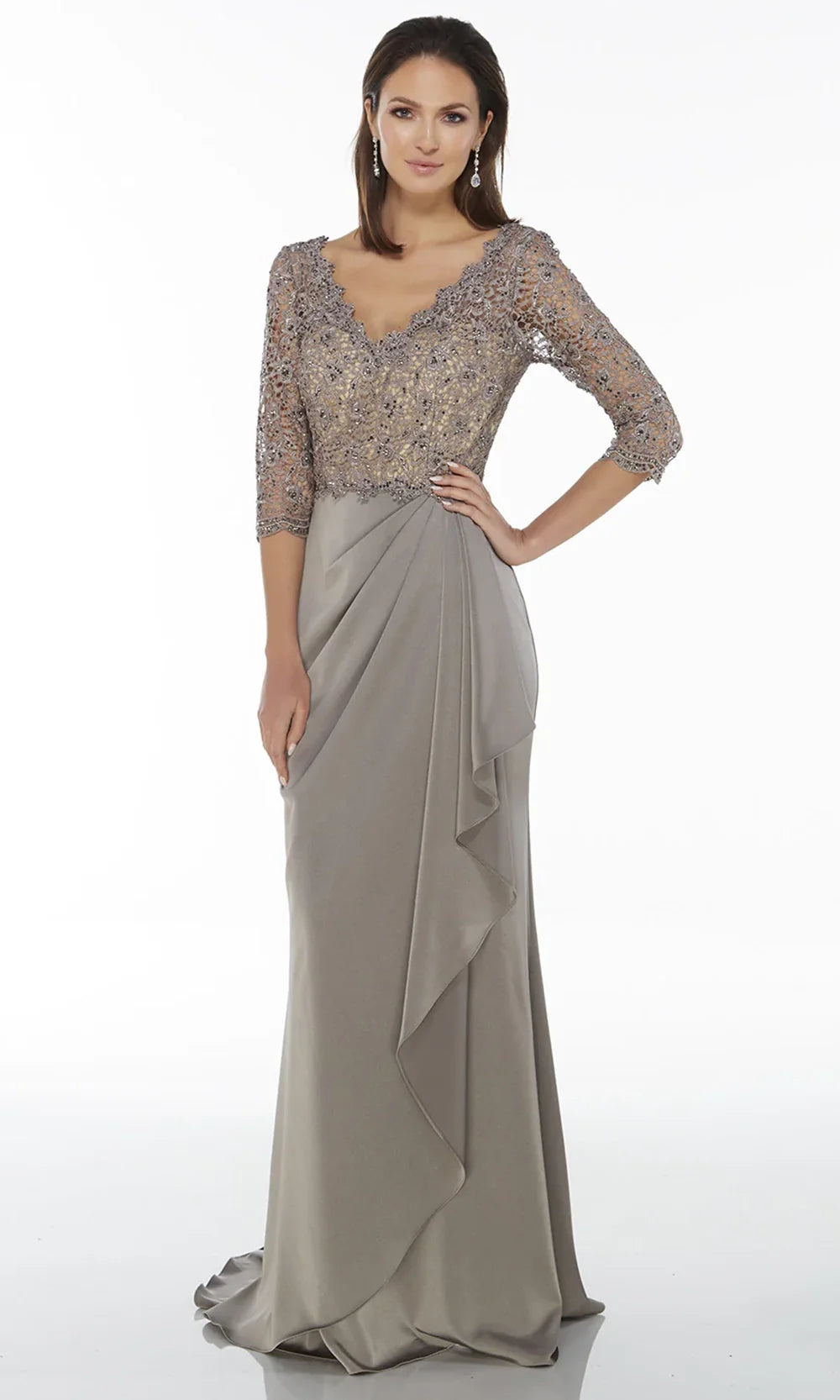 Alyce Paris 27260 - Three-Quarter Sleeve Dress with Draped Detail Mother of the Bride Dresses