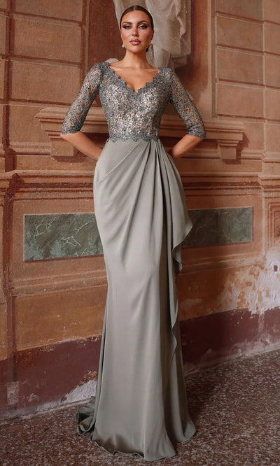 Alyce Paris 27260 - Three-Quarter Sleeve Dress with Draped Detail Mother of the Bride Dresses