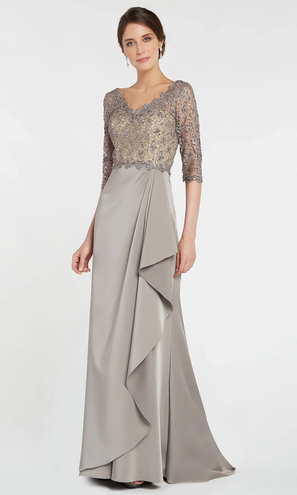 Alyce Paris 27260 - Three-Quarter Sleeve Dress with Draped Detail Mother of the Bride Dresses