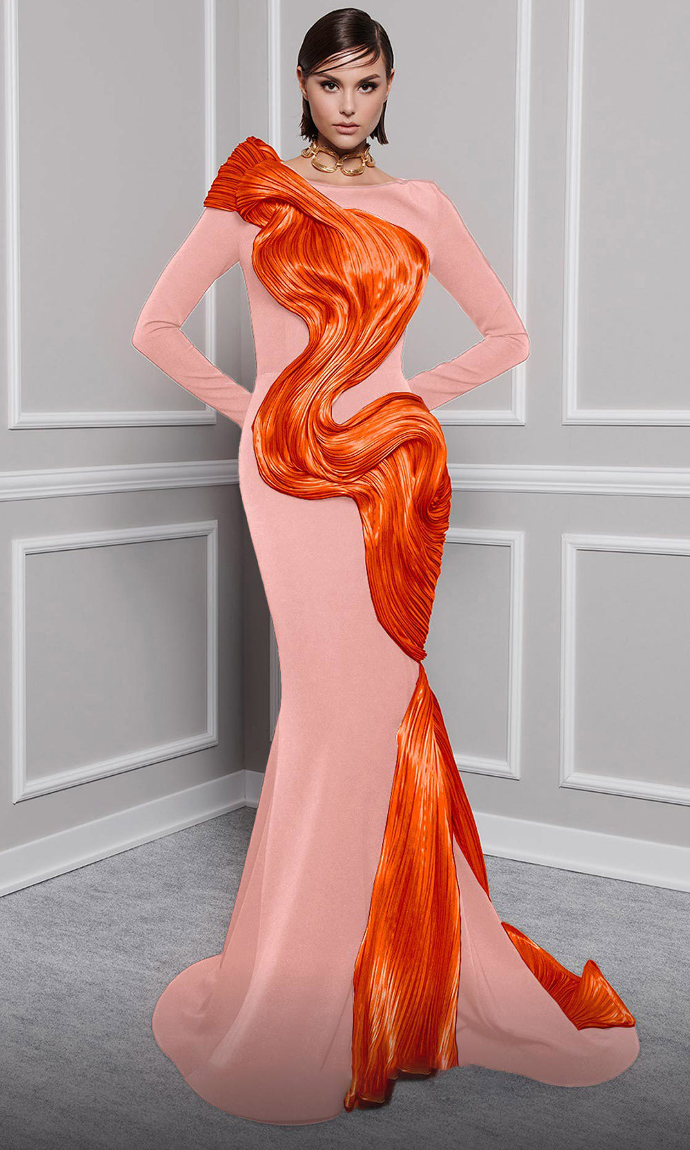 MNM Couture 2730A - Textured Mermaid Evening Gown