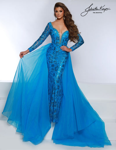 Johnathan Kayne 2732 - Lace Gown with Overskirt