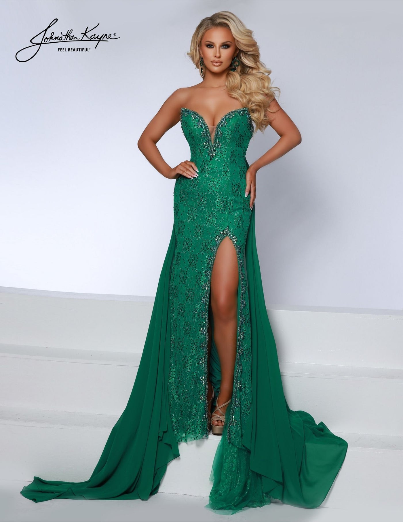 Johnathan Kayne 2734 - Lace Gown with Cape