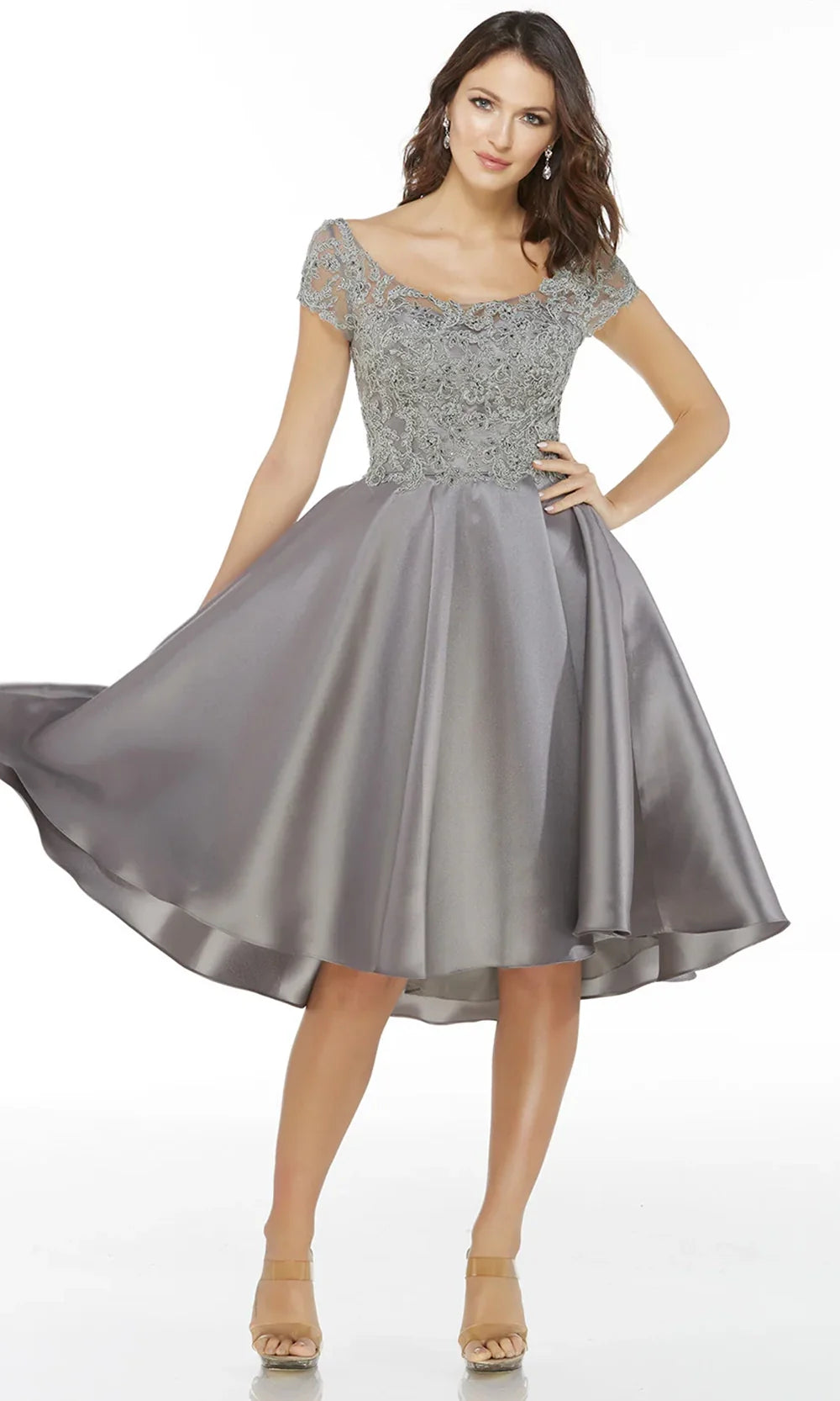 Alyce Paris 27430 - Cap Sleeve Pleated Dress with Lace Bodice Wedding Guest