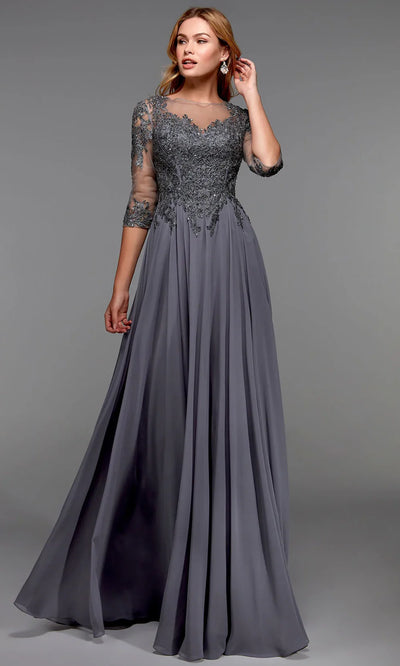 Alyce Paris 27474 - Bateau Neck Flowing Chiffon Dress Mother of the Bride Dresses