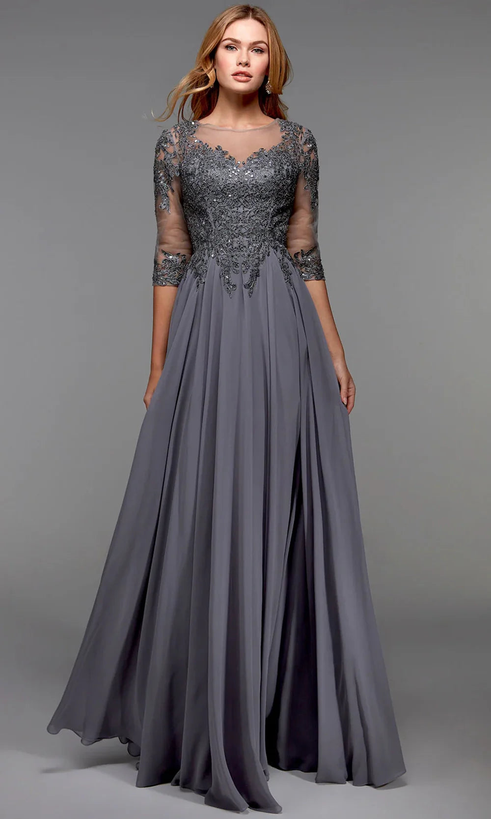 Alyce Paris 27474 - Bateau Neck Flowing Chiffon Dress Mother of the Bride Dresses