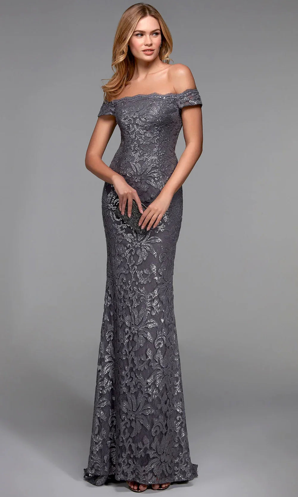 Alyce Paris 27485 - Off Shoulder Sheath Lace Dress Evening Dresses