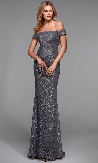 Alyce Paris 27485 - Off Shoulder Sheath Lace Dress Evening Dresses