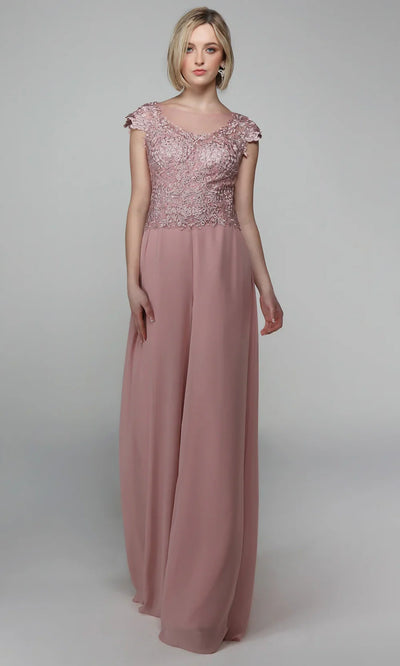 Alyce Paris 27488 - Cap Sleeve Wide-Leg Evening Jumpsuit Formal Pantsuits