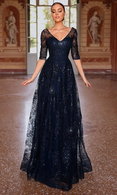 Alyce Paris 27494 - Illusion Sleeve Sequin Lace Dress Mother of the Bride Dresses