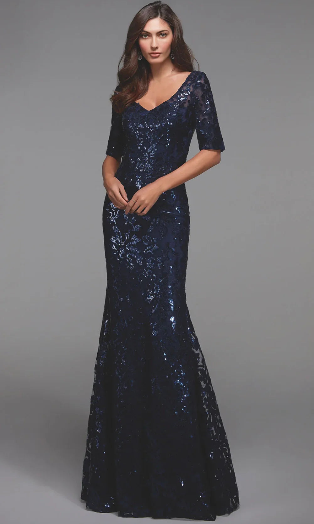 Alyce Paris 27497 - Short Sleeve Patterned Sequin Formal Gown Mother of the Bride Dresses