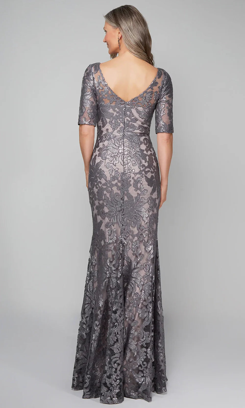 Alyce Paris 27497 - Short Sleeve Patterned Sequin Formal Gown Mother of the Bride Dresses