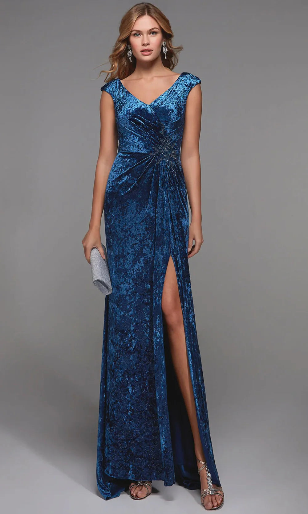Alyce Paris 27507 - Cap Sleeve Ruched Velvet Dress Evening Dresses