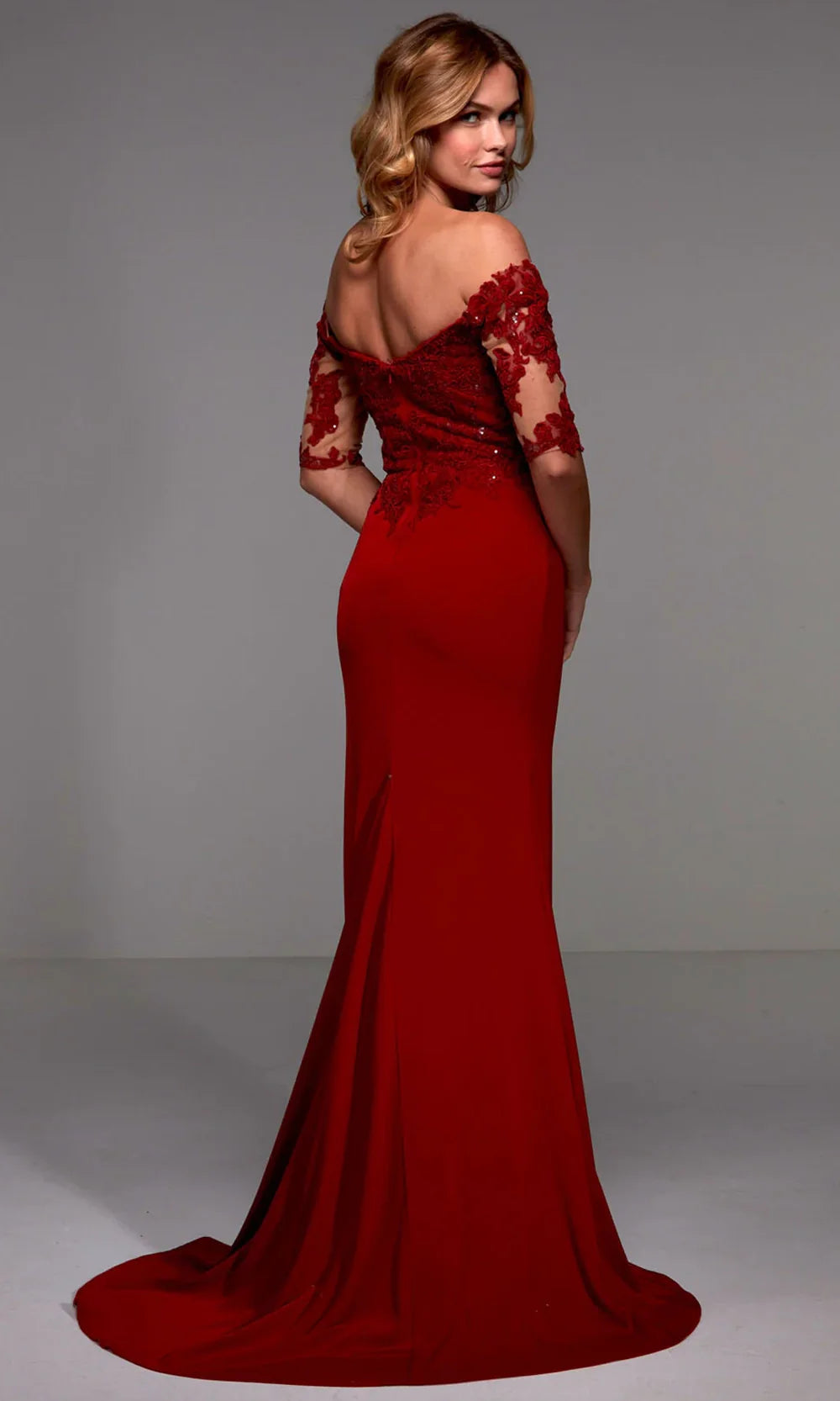 Alyce Paris 27518 - Sheer Sleeve Embellished Dress with Slit Formal Gowns