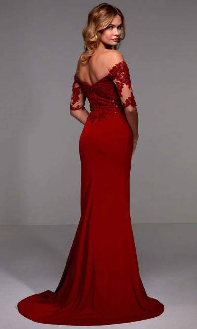 Alyce Paris 27518 - Sheer Sleeve Embellished Dress with Slit Formal Gowns