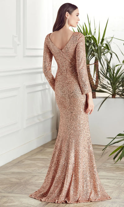 Alyce Paris 27523 - Long Sleeve Ruched Sequin Gown Formal Gowns