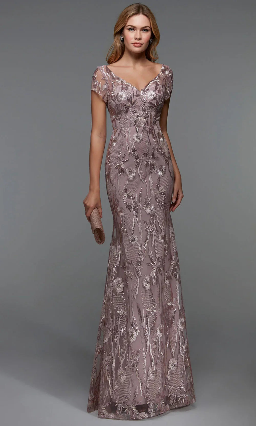 Alyce Paris 27533 - Elegant Applique Sheer Sleeve Dress Formal Gowns