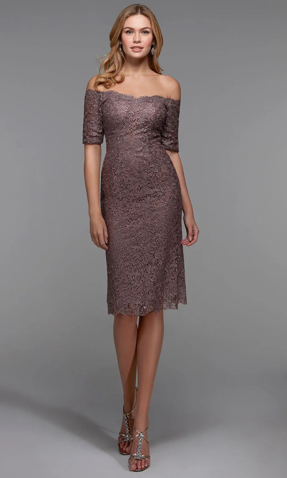 Alyce Paris 27535 - Short Sleeve Lace Embellished Dress Cocktail Dresses