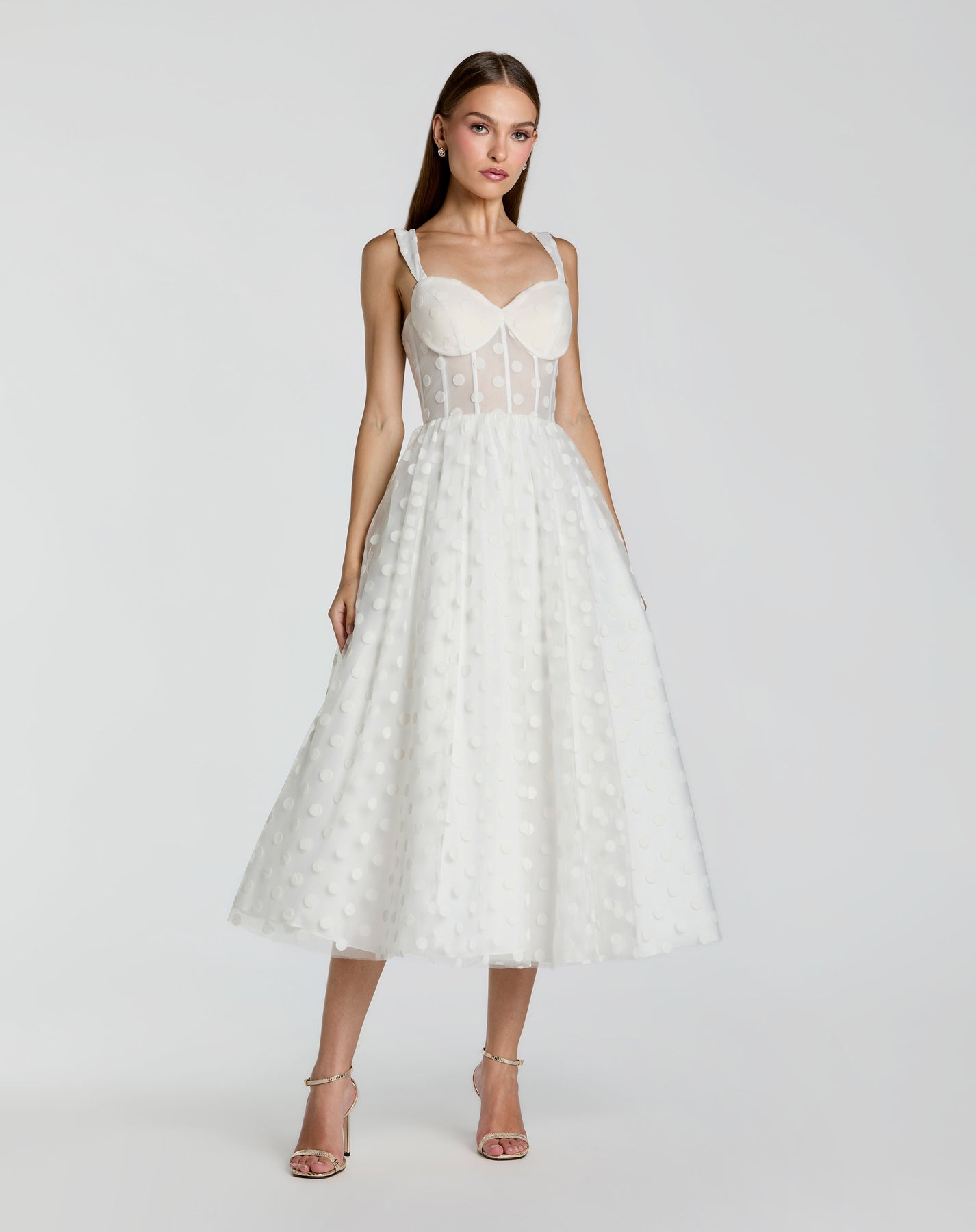 Ieena Duggal 27539 - Sheer Bodice Polka Dot A-Line Gown