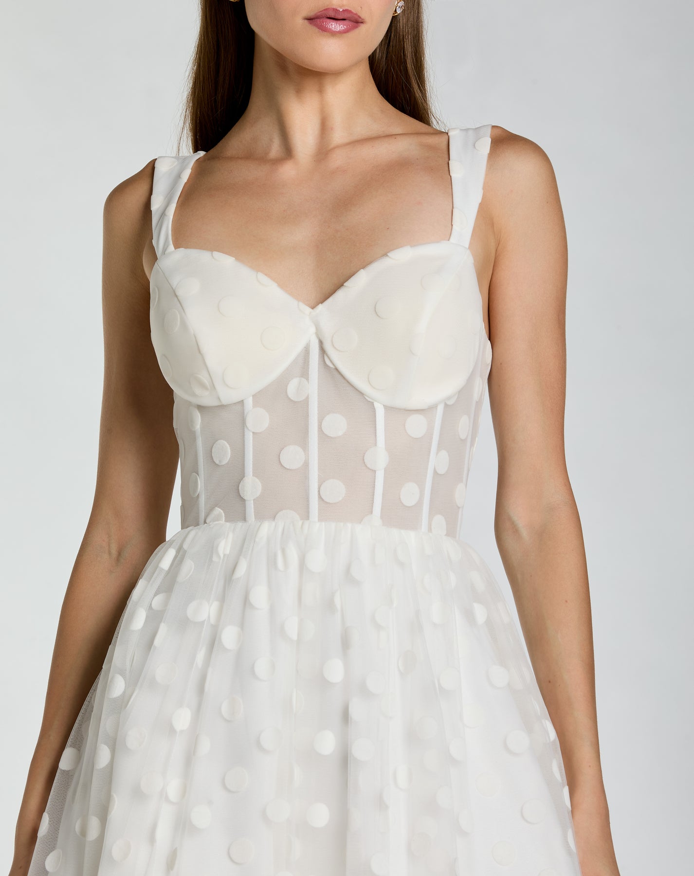 Ieena Duggal 27539 - Sheer Bodice Polka Dot A-Line Gown