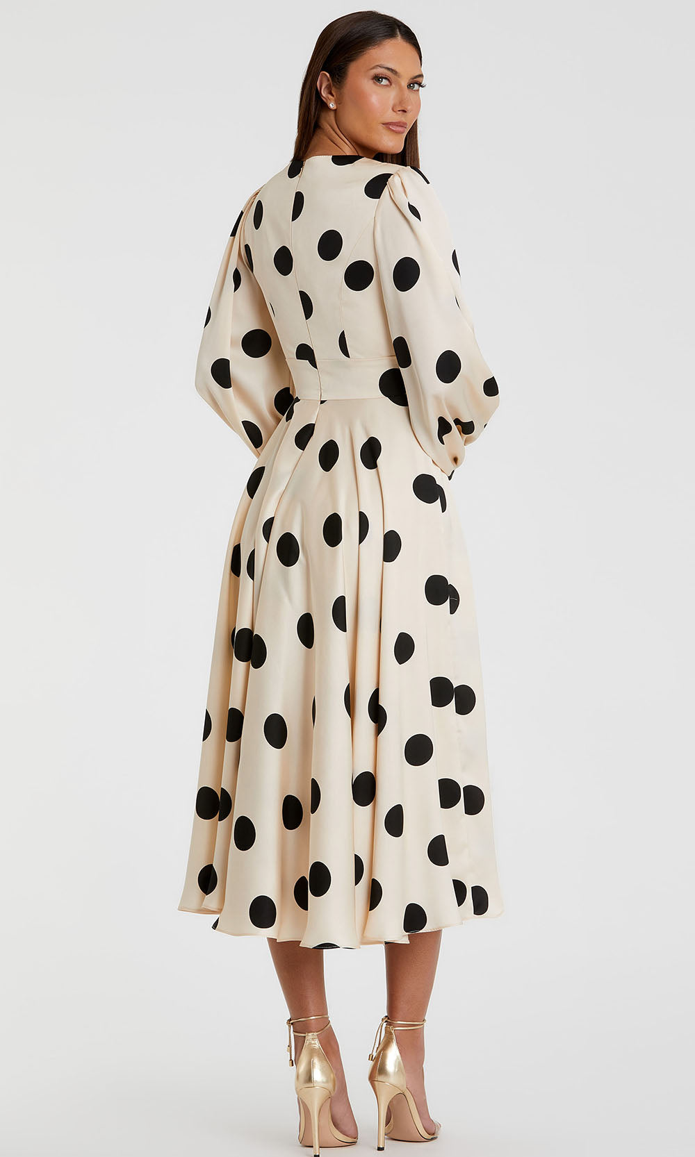 Mac Duggal 27542 - V-Neck A-Line Dress with Polka Dot Semi Formal