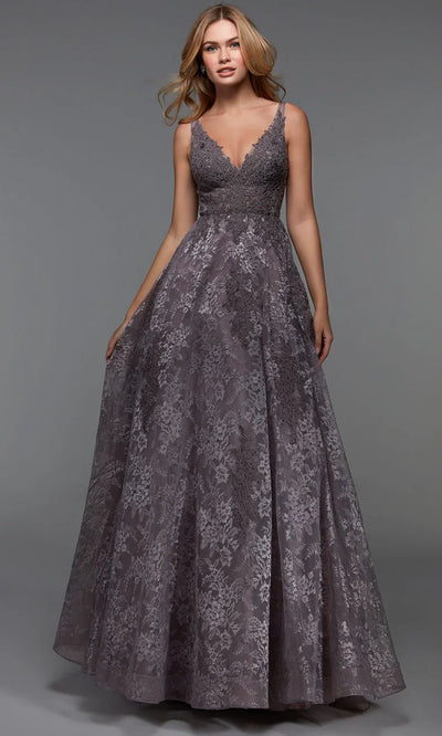 Alyce Paris 27552 - Embroidered Bodice Deep V-Neck Dress Prom Dresses