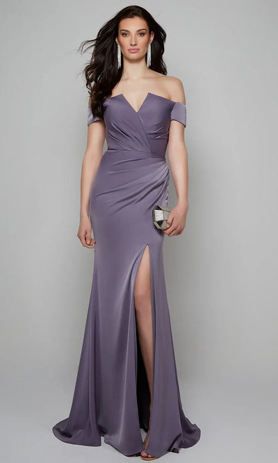 Alyce Paris 27558 - V-Neck High Slit Evening Gown Formal Gowns