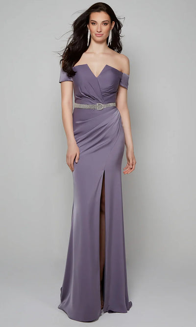 Alyce Paris 27558 - V-Neck High Slit Evening Gown Formal Gowns