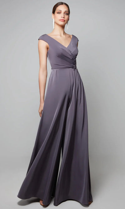 Alyce Paris 27559 - Cap Sleeve V-Back Formal Jumpsuit Formal Pantsuits