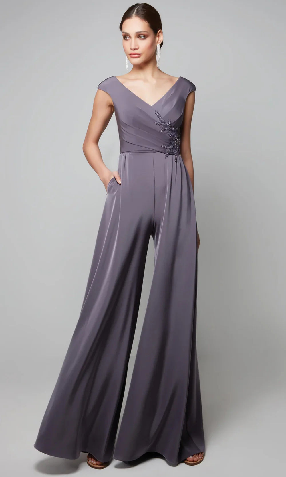 Alyce Paris 27559 - Cap Sleeve V-Back Formal Jumpsuit Formal Pantsuits